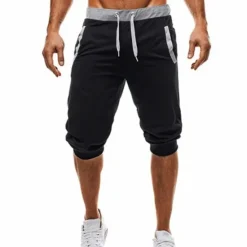 Clearance OUKU Men's Sweat Shorts Running Shorts Capri Pants Patchwork Drawstring Plain Daily Holiday Going out Streetwear Basic Black Light Grey Micro-elastic