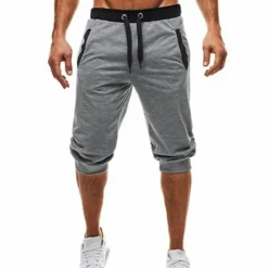 Clearance OUKU Men's Sweat Shorts Running Shorts Capri Pants Patchwork Drawstring Plain Daily Holiday Going out Streetwear Basic Black Light Grey Micro-elastic