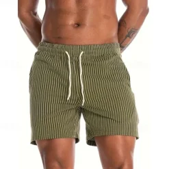 Best OUKU Men's Sweat Shorts Shorts Summer Shorts 3 inch Shorts Pocket Drawstring Elastic Waist Stripe Comfort Short Sports Outdoor Daily Going out Fashion Casual Black Pink Micro-elastic
