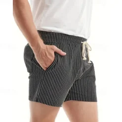 Best OUKU Men's Sweat Shorts Shorts Summer Shorts 3 inch Shorts Pocket Drawstring Elastic Waist Stripe Comfort Short Sports Outdoor Daily Going out Fashion Casual Black Pink Micro-elastic