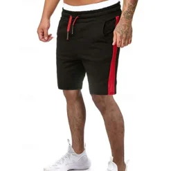 Outlet OUKU Men's Sweat Shorts Shorts Bermuda shorts Pocket Drawstring Side Stripe Plain Comfort Sports Short Outdoor Casual Daily Streetwear Athleisure Black White Micro-elastic