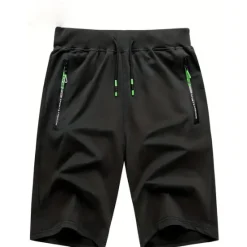 OUKU Men's Sweat Shorts Shorts Summer Shorts Beach Shorts Drawstring Elastic Waist Straight Leg Plain Comfort Breathable Short Casual Daily Holiday Cotton Blend Sports Fashion ArmyGreen Black