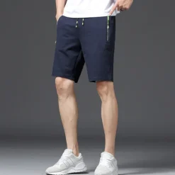 OUKU Men's Sweat Shorts Shorts Summer Shorts Beach Shorts Drawstring Elastic Waist Straight Leg Plain Comfort Breathable Short Casual Daily Holiday Cotton Blend Sports Fashion ArmyGreen Black