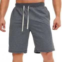 Best OUKU Men's Sweat Shorts Shorts Summer Shorts Beach Shorts Pocket Drawstring Elastic Waist Plain Comfort Breathable Short Holiday Vacation Beach Sports Fashion Black White