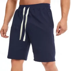 Best OUKU Men's Sweat Shorts Shorts Summer Shorts Beach Shorts Pocket Drawstring Elastic Waist Plain Comfort Breathable Short Holiday Vacation Beach Sports Fashion Black White