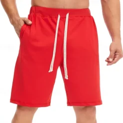 Best OUKU Men's Sweat Shorts Shorts Summer Shorts Beach Shorts Pocket Drawstring Elastic Waist Plain Comfort Breathable Short Holiday Vacation Beach Sports Fashion Black White