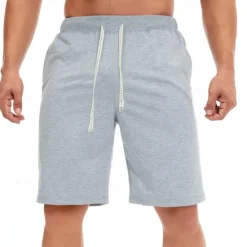 Best OUKU Men's Sweat Shorts Shorts Summer Shorts Beach Shorts Pocket Drawstring Elastic Waist Plain Comfort Breathable Short Holiday Vacation Beach Sports Fashion Black White