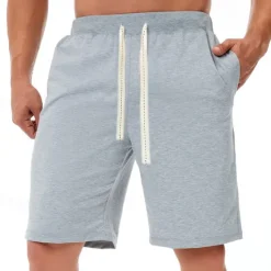 Best OUKU Men's Sweat Shorts Shorts Summer Shorts Beach Shorts Pocket Drawstring Elastic Waist Plain Comfort Breathable Short Holiday Vacation Beach Sports Fashion Black White