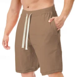 Best OUKU Men's Sweat Shorts Shorts Summer Shorts Beach Shorts Pocket Drawstring Elastic Waist Plain Comfort Breathable Short Holiday Vacation Beach Sports Fashion Black White