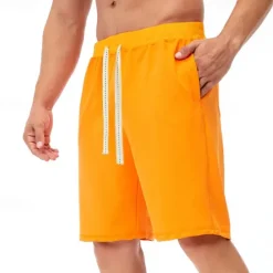 Best OUKU Men's Sweat Shorts Shorts Summer Shorts Beach Shorts Pocket Drawstring Elastic Waist Plain Comfort Breathable Short Holiday Vacation Beach Sports Fashion Black White