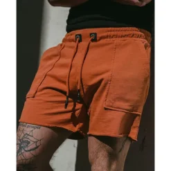 Outlet OUKU Men's Sweat Shorts Shorts Bermuda shorts Drawstring Elastic Waist Plain Comfort Sports Short Daily Running Gym Fashion Athleisure Black Blue Micro-elastic