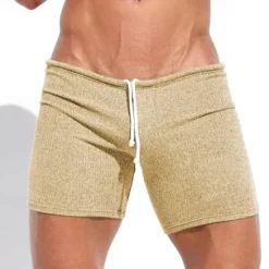 Online OUKU Men's Sweat Shorts Shorts Bermuda shorts Drawstring Elastic Waist Plain Comfort Sports Short Yoga Daily Gym Athleisure White Khaki Micro-elastic