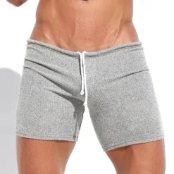 Online OUKU Men's Sweat Shorts Shorts Bermuda shorts Drawstring Elastic Waist Plain Comfort Sports Short Yoga Daily Gym Athleisure White Khaki Micro-elastic