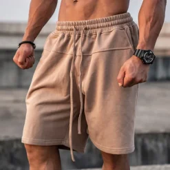 Clearance OUKU Men's Sweat Shorts Shorts Bermuda shorts Drawstring Elastic Waist Plain Comfort Sports Knee Length Outdoor Daily Fashion Streetwear Black Khaki Micro-elastic
