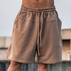 Clearance OUKU Men's Sweat Shorts Shorts Bermuda shorts Drawstring Elastic Waist Plain Comfort Sports Knee Length Outdoor Daily Fashion Streetwear Black Khaki Micro-elastic