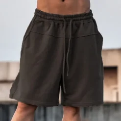 Clearance OUKU Men's Sweat Shorts Shorts Bermuda shorts Drawstring Elastic Waist Plain Comfort Sports Knee Length Outdoor Daily Fashion Streetwear Black Khaki Micro-elastic