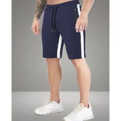 Sale OUKU Men's Sweat Shorts Shorts Bermuda shorts Side Stripe Elastic Waist Zipper Pocket Plain Comfort Sports Short Daily Running Gym Fashion Athleisure Black Blue Micro-elastic