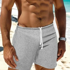 Outlet OUKU Men's Sweat Shorts Shorts Bermuda shorts Drawstring Elastic Waist Plain Comfort Sports Short Yoga Daily Gym Athleisure White Khaki Micro-elastic