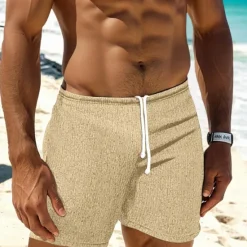 Outlet OUKU Men's Sweat Shorts Shorts Bermuda shorts Drawstring Elastic Waist Plain Comfort Sports Short Yoga Daily Gym Athleisure White Khaki Micro-elastic