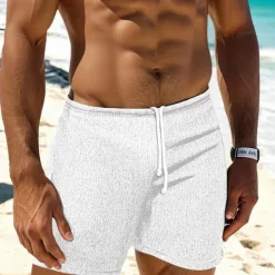Outlet OUKU Men's Sweat Shorts Shorts Bermuda shorts Drawstring Elastic Waist Plain Comfort Sports Short Yoga Daily Gym Athleisure White Khaki Micro-elastic