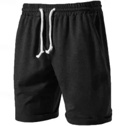 OUKU Men's Sweat Shorts Shorts Bermuda shorts Drawstring Elastic Waist Plain Comfort Sports Knee Length Outdoor Daily Fashion Streetwear Black Green Micro-elastic