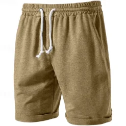 OUKU Men's Sweat Shorts Shorts Bermuda shorts Drawstring Elastic Waist Plain Comfort Sports Knee Length Outdoor Daily Fashion Streetwear Black Green Micro-elastic