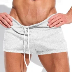 New OUKU Men's Sweat Shorts Shorts Bermuda shorts Drawstring Elastic Waist Plain Comfort Sports Short Yoga Daily Gym Fashion Athleisure White Light Grey Micro-elastic