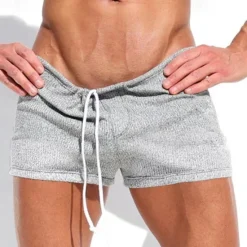 New OUKU Men's Sweat Shorts Shorts Bermuda shorts Drawstring Elastic Waist Plain Comfort Sports Short Yoga Daily Gym Fashion Athleisure White Light Grey Micro-elastic