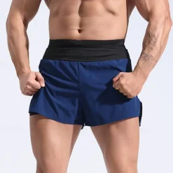 Best OUKU Men's Sweat Shorts Shorts Summer Shorts Pocket Drawstring Elastic Waist Plain Comfort Short Sports Outdoor Daily Going out Fashion Casual Black Red Micro-elastic