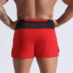 Best OUKU Men's Sweat Shorts Shorts Summer Shorts Pocket Drawstring Elastic Waist Plain Comfort Short Sports Outdoor Daily Going out Fashion Casual Black Red Micro-elastic