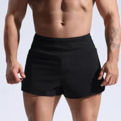 Best OUKU Men's Sweat Shorts Shorts Summer Shorts Pocket Drawstring Elastic Waist Plain Comfort Short Sports Outdoor Daily Going out Fashion Casual Black Red Micro-elastic