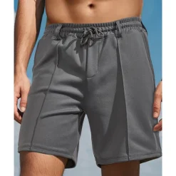 Online OUKU Men's Sweat Shorts Shorts Summer Shorts Beach Shorts Pocket Drawstring Elastic Waist Plain Comfort Breathable Short Outdoor Sports Classic Casual Black Brown