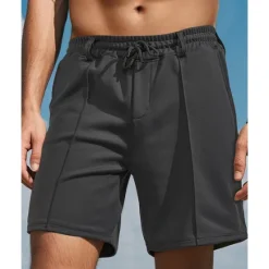 Online OUKU Men's Sweat Shorts Shorts Summer Shorts Beach Shorts Pocket Drawstring Elastic Waist Plain Comfort Breathable Short Outdoor Sports Classic Casual Black Brown