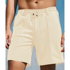 Online OUKU Men's Sweat Shorts Shorts Summer Shorts Beach Shorts Pocket Drawstring Elastic Waist Plain Comfort Breathable Short Outdoor Sports Classic Casual Black Brown