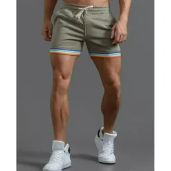 OUKU Men's Sweat Shorts Shorts Summer Shorts Patchwork Drawstring Elastic Waist Solid Color Comfort Breathable Short Outdoor Daily Fashion Casual / Sporty White Green Micro-elastic