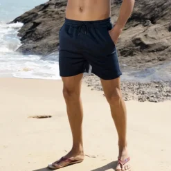 OUKU Men's Sweat Shorts Summer Shorts Beach Shorts Pocket Drawstring Elastic Waist Plain Comfort Breathable Short Outdoor Sports Classic Casual Black White Micro-elastic