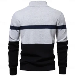 Discount OUKU Men's Sweater Pullover Sweater Jumper Knitwear Ribbed Knit Regular Tops Turndown Casual Daily Clothing Apparel Spring & Fall White Green S M L