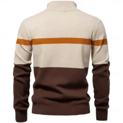 Discount OUKU Men's Sweater Pullover Sweater Jumper Knitwear Ribbed Knit Regular Tops Turndown Casual Daily Clothing Apparel Spring & Fall White Green S M L