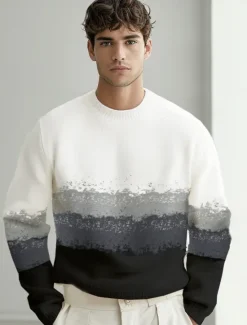 Discount OUKU Men's Sweater Pullover Sweater Jumper Knit Regular Ombre Crew Neck Knitwear Elegant Formal Anniversary Clothing Apparel Fall Winter Black M L XL