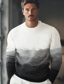 Discount OUKU Men's Sweater Pullover Sweater Jumper Knit Regular Ombre Crew Neck Knitwear Elegant Formal Anniversary Clothing Apparel Fall Winter Black M L XL