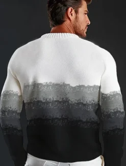 Discount OUKU Men's Sweater Pullover Sweater Jumper Knit Regular Ombre Crew Neck Knitwear Elegant Formal Anniversary Clothing Apparel Fall Winter Black M L XL