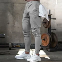 Online OUKU Men's Sweatpants Joggers Drawstring Towel Loop Zipper Pocket Solid Colored Breathable Quick Dry Athletic Weekend Streetwear Casual / Sporty Athleisure Slim Dark Grey Black Stretchy