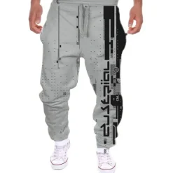 Discount OUKU Men's Sweatpants Joggers Trousers Drawstring Side Pockets Elastic Waist Color Block Graphic Prints Comfort Breathable Sports Outdoor Casual Daily Streetwear Designer Black White Micro-elastic