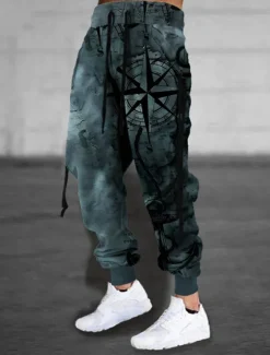 New OUKU Men's Sweatpants Joggers Trousers Drawstring Elastic Waist 3D Print Graphic Prints Comfort Sports Outdoor Casual Daily Cotton Blend Streetwear Designer Blue Khaki Micro-elastic