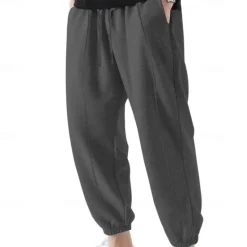 Sale OUKU Men's Sweatpants Joggers Trousers Casual Pants Drawstring Elastic Waist Pleats Plain Comfort Soft Full Length Outdoor Daily Gym Sports Fashion Black Navy Blue