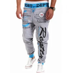 Best OUKU Men's Sweatpants Joggers Trousers Jogger Pants Pocket Drawstring Elastic Waist Color Block Letter Outdoor Daily Fashion Casual / Sporty Black with gray Black with blue