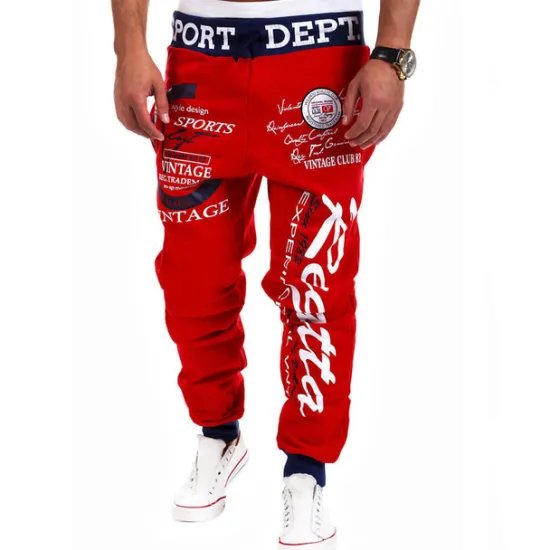 Best OUKU Men's Sweatpants Joggers Trousers Jogger Pants Pocket Drawstring Elastic Waist Color Block Letter Outdoor Daily Fashion Casual / Sporty Black with gray Black with blue