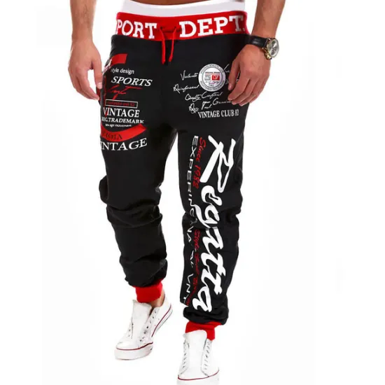 Best OUKU Men's Sweatpants Joggers Trousers Jogger Pants Pocket Drawstring Elastic Waist Color Block Letter Outdoor Daily Fashion Casual / Sporty Black with gray Black with blue