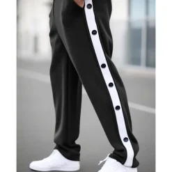 Discount OUKU Men's Sweatpants Joggers Tear Away Pants Trousers Straight Leg Sweatpants Drawstring Elastic Waist Side Button Plain Comfort Breathable Outdoor Daily Going out Fashion Casual Black Blue