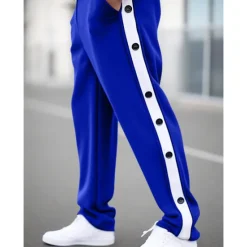 Discount OUKU Men's Sweatpants Joggers Tear Away Pants Trousers Straight Leg Sweatpants Drawstring Elastic Waist Side Button Plain Comfort Breathable Outdoor Daily Going out Fashion Casual Black Blue